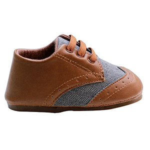 Kuner Baby Boys Brown Pu Leather +Canvas Rubber Sole Outdoor First Walkers Shoes (13.5cm(12-18months))