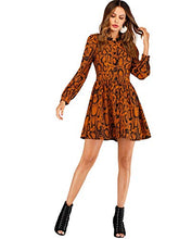 Load image into Gallery viewer, Floerns Women&#39;s Printed Long Sleeve Button A-Line Short Dress Orange XL
