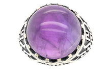 Load image into Gallery viewer, Natural Cabochan Amethyst 925 Solid Sterling Silver Men's Ring Size 9, 9.75, 10, 11, 11.75, 12, 13
