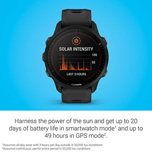 Garmin Forerunner® 955 Solar, GPS Running Smartwatch with Solar Charging Capabilities, Tailored to Triathletes, Long-Lasting Battery, Black