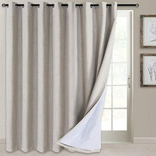 Load image into Gallery viewer, 100% Blackout Patio Door Curtain Extra Wide Curtain Panels Sliding Glass Door Curtain Linen Textured Look Grommet Blackout Curtains 84 Inch Length, 100&quot; x 84&quot;, Beige
