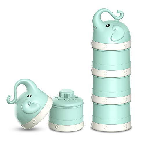 1.ORIY Baby Milk Powder Formula Dispenser,Large Capacity，Non-Spill Twist-Lock Stackable Milk Powder Formula Container and Snack Storage for Travel,Powder Leakage Free,BPA Free,3 Compartment，Green