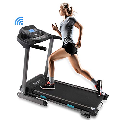 SereneLife Foldable Digital Home Gym Treadmill | Smart Auto Incline Exercise Machine with Downloadable App | Large Running Treadmill with MP3 Player & Stereo Speakers | 2.5HP, 10MPH Speed - SLFTRD35