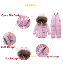 Load image into Gallery viewer, Infant and Toddler Baby Boys/Girls Snowsuit Winter Baby Clothing Set Duck Down Hooded Jacket +Bib Pants 2 Pieces Set (2-3Years, Pink)
