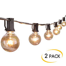 Load image into Gallery viewer, Brightown Outdoor String Lights-2 Pack 25Ft G40 Globe Patio Lights with 26 Edison Glass Bulbs(1 Spare), Waterproof Connectable Hanging Light for Backyard Porch Balcony Decor, E12 Socket Base, Black
