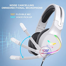Load image into Gallery viewer, Nivava K12 White USB Gaming Headset for PC, PS5, 7.1 Surround Sound PS4 Headset with Noise Cancelling Microphone, Over-Ear Headphone with Soft Memory Earpads RGB LED Lights for Computer Laptop Mac
