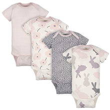 Load image into Gallery viewer, Gerber Baby 4-Pack Short Sleeve Onesies Bodysuits - Bunny Pink/Gray
