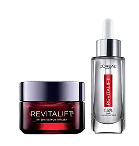 L'Oreal Paris Revitalift Anti-Aging Skin Care Regimen Kit with Hyaluronic Acid Facial Serum and Triple Power Face Moisturizer, Paraben and Fragrance Free, 2 count