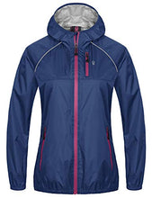 Load image into Gallery viewer, Little Donkey Andy Women&#39;s Waterproof Cycling Bike Jacket with Hood, Running Rain Jacket, Windbreaker, Ultralight Packable Navy Size S
