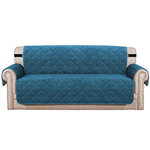 H.VERSAILTEX Sofa Cover Quilted Thick Velvet Plush Couch Cover for 3 Cushion Sofa Slipcover Protector from Pets Dogs, Non-Slip Two Elastic Straps on Back and Base (Sofa 70