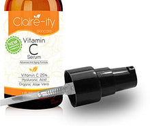 Load image into Gallery viewer, Claire-ity 25% Vitamin C Serum with Hyaluronic Acid and Vitamin E, Organic Topical Anti-Aging Moisturizing Facial Serum for Face, Neck &amp; Décolleté(1 fl. oz)
