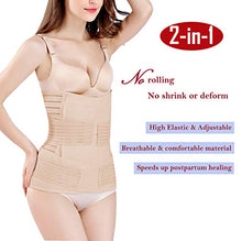 Load image into Gallery viewer, 2 in 1 Postpartum Belly Wrap Waist/Pelvis Belt C-Section Natural Labour Belly Support Recovery Belt (Nude, One Size)
