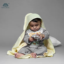 Load image into Gallery viewer, Kalmic Gift Hamper for Kids, [Neem] | 100% GOTS Certified Organic Cotton (Swaddles, Wraps with Hood, Burpcloths, Bibs, Mittens, Face Mask for Kids, Mother) | Gift Set for Kids 0-1 Years
