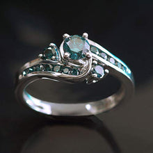 Load image into Gallery viewer, Dazzlingrock Collection 0.90 Carat (ctw) 14k Round Blue Diamond Ladies Swirl Bridal Engagement Ring Set, White Gold, Size 6
