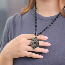 Load image into Gallery viewer, Jewever Golden Obsidian Owl Necklace Natural Stone Amulet Wellness and Wealth Gemstons Pendant for Men or Women
