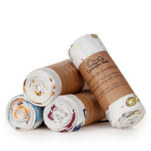Load image into Gallery viewer, upsimples Baby Swaddle Blanket Unisex Swaddle Wrap Soft Silky Bamboo Muslin Swaddle Blankets Neutral Receiving Blanket for Boys and Girls, Large 47 x 47 inches, Set of 4-Sika Deer/Elephant/Lion/Fox
