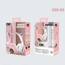 Load image into Gallery viewer, Headphones Cat Ear Wireless 5.0 Luminous Computer Gaming Headset Bluetooth Headset Ideal Christmas Gift for Women Men Kids
