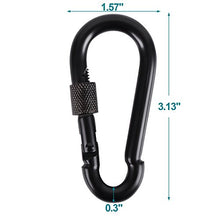 Load image into Gallery viewer, BEWISHOME 4 Pack Carabiner Solid Metal D Clips Black Carabiner with Heavy Duty 500LBS Screw Gate Multifunctional Hammock Locking for Outdoor Traveling Backpacking Black HDK02H
