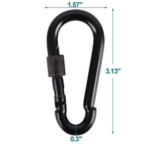 BEWISHOME 4 Pack Carabiner Solid Metal D Clips Black Carabiner with Heavy Duty 500LBS Screw Gate Multifunctional Hammock Locking for Outdoor Traveling Backpacking Black HDK02H