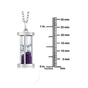 Gem Stone King 925 Sterling Silver Amethyst Dust Hourglass Pendant Necklace with 0.75 Ct with 18 Inch Silver Chain