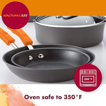 Load image into Gallery viewer, Rachael Ray Brights Hard-Anodized Aluminum Nonstick Cookware Set with Glass Lids, 10-Piece Pot and Pan Set, Gray with Orange Handles
