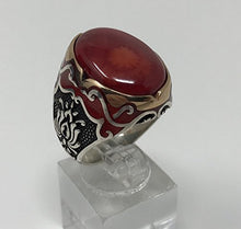 Load image into Gallery viewer, KAR 925K Sterling Silver Red Coral Men&#39;s Ring Red Enamelled Special Edition K65E (9)
