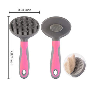 Hesiry Cat Brush Pet Soft Brush for Shedding Removes Loose Undercoat,Slicker Brush for Dog Massage-Self Cleaning