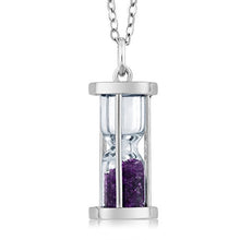 Load image into Gallery viewer, Gem Stone King 925 Sterling Silver Amethyst Dust Hourglass Pendant Necklace with 0.75 Ct with 18 Inch Silver Chain
