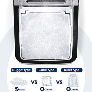 Euhomy Nugget Ice Maker Countertop, Ice Maker 26lb/Day, Self-Cleaning & Auto Water Refill Pellet ice Maker, Sonic Ice Maker for Home/Kitchen/Office.