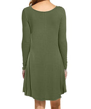 Load image into Gallery viewer, MOLERANI Women's Casual Swing Simple T-shirt Loose Dress, Large, long Sleeve Army Green
