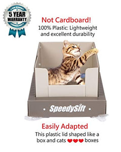 SpeedySift Cat Litter Box with Disposable Sifting Liners, Cats' Favorite Box-Like PP Plastic High Sides, Large