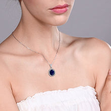 Load image into Gallery viewer, Gem Stone King 925 Sterling Silver Blue Sapphire Women&#39;s Gemstone Pendant Necklace, 5.40 Ctw Oval with 18 Inch Silver Chain
