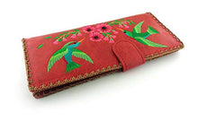Load image into Gallery viewer, LAVISHY Embroidered Love Hummingbirds &amp; Flower Vegan/Faux Leather Large Flat Wallet (Red)
