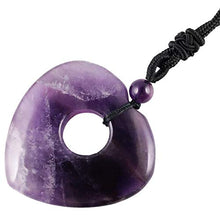 Load image into Gallery viewer, SUNYIK Natural Amethyst Love Heart Crystal Lucky Coin Pendenat Necklace for Women Men, Healing Crystal Amulet Jewelry for Unisex, Heart Shaped, Adjustable 18''-28'' Strand

