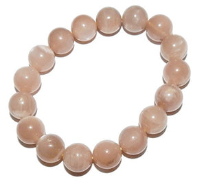 12mm Peach Moonstone Bracelet 01 Psychic Yin Crown Chakra Spiritual Healing Crystal Energy (7.25)
