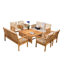 Load image into Gallery viewer, Christopher Knight Home Carolina Acacia Wood Outdoor Sofa Seating 8-Pcs Set in Brown Patina

