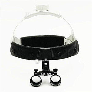 WAWB 2.5X Loupes Surgical Binocular Glass Head Mount Magnifier with LED Light, Medical Magnifier Leather Headband