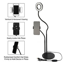 Load image into Gallery viewer, Selfie Ring Light with Cell Phone Holder Stand for Live Stream/Makeup, UBeesize Mini LED Camera Lighting with Flexible Arms Compatible with iPhone/Android
