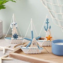 Load image into Gallery viewer, 4 Piece Set, Miniature Sailing Boat Model, Nautical Home Decor (4.4 x 6.8 x 1.25 in)

