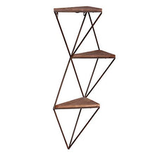 Load image into Gallery viewer, Three Step Wood and Metal Geometric Triangle Wall Shelf
