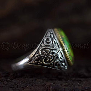 Natural Green Copper Turquoise Rings 925 Sterling Silver Jewelry Oxidize Arabic Rings Natural Green Copper Turquoise Man’s Rings Handmade Rings Wedding Jewelry