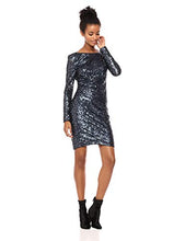 Load image into Gallery viewer, Calvin Klein Women's Long Sleeve Sequin Sheath with Cowl Back, Twilight Multi, 4
