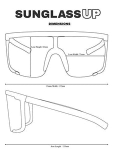 SunglassUP Oversized 150mm Super Shield Mirrored Lens Sunglasses Retro Flat Top Matte Black Frame (Matte Black Frame | Silver)