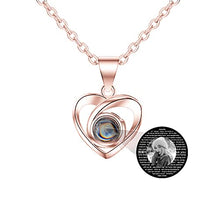Load image into Gallery viewer, Custom Photo Projective Necklace, The Memory of Love Nanotechnology Necklace 925 Sterling Silver Girls' Pendants Necklace (Rose gold Black and white 14)
