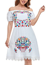 Load image into Gallery viewer, YZXDORWJ Women Mexican Embroidered Dress Short Sleeve (XXL, 36W)

