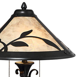 Feuille Rustic Table Lamp Metal Openwork Leaf Accents Mica Shade for Living Room Family Bedroom Bedside Nightstand - Franklin Iron Works