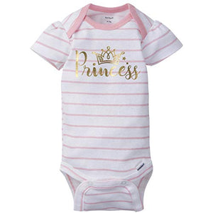 GERBER Baby Girls 5-Pack Variety Onesies Bodysuits, Princess Arrival, 6-9 Months