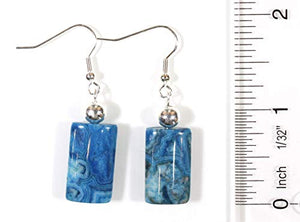 "Deep Azure", Crazy Lace Agate (dyed) Earrings in Deep Blue