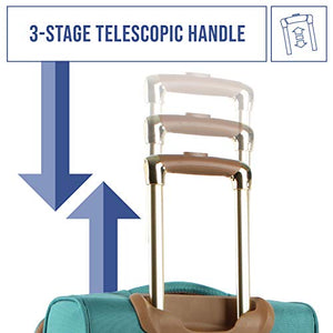 Steve Madden Designer Luggage - Checked Large 28 Inch Softside Suitcase - Expandable for Extra Packing Capacity - Lightweight Bag with Rolling Spinner Wheels (Harlo Teal Blue)
