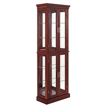 Load image into Gallery viewer, GOOD &amp; GRACIOUS 4 Door Curio Cabinet with Lights, Tempered Glass Adjustable Shelves, and Mirrored Back, Walnut
